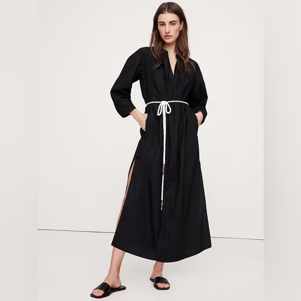 Banana Republic Cotton Poplin Split-Neck Shirt Dress 772040